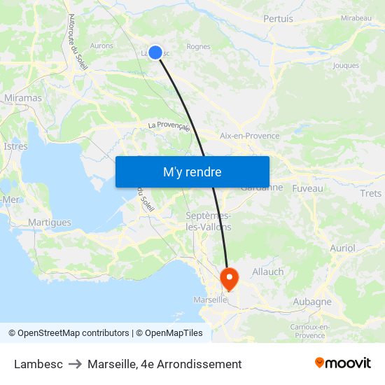 Lambesc to Marseille, 4e Arrondissement map