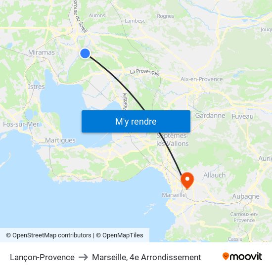 Lançon-Provence to Marseille, 4e Arrondissement map