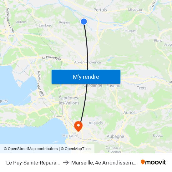 Le Puy-Sainte-Réparade to Marseille, 4e Arrondissement map