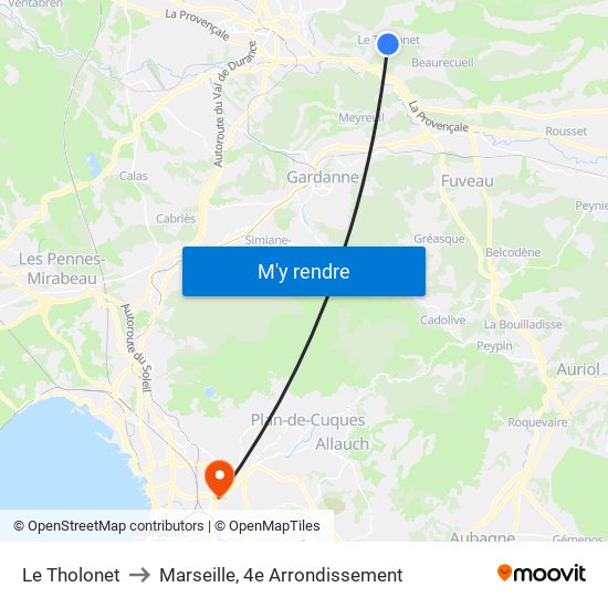 Le Tholonet to Marseille, 4e Arrondissement map