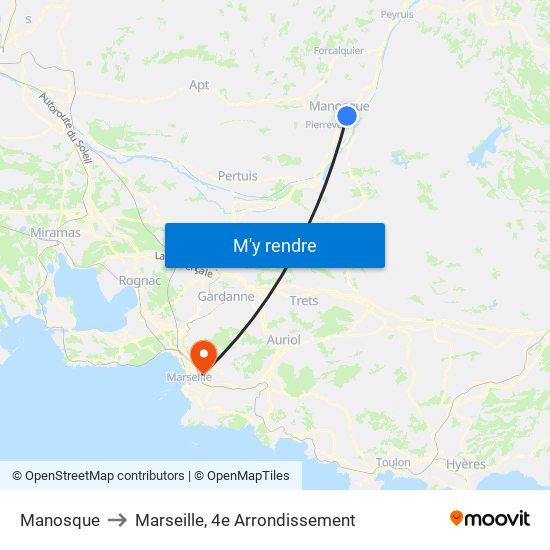 Manosque to Marseille, 4e Arrondissement map