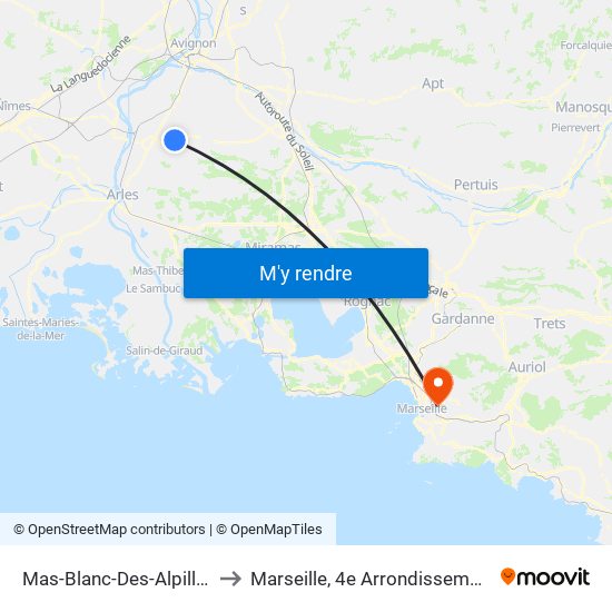 Mas-Blanc-Des-Alpilles to Marseille, 4e Arrondissement map