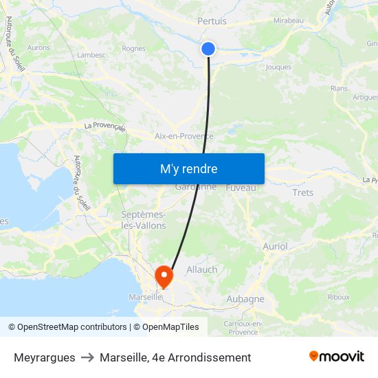Meyrargues to Marseille, 4e Arrondissement map