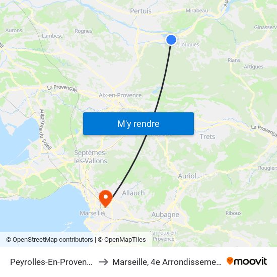 Peyrolles-En-Provence to Marseille, 4e Arrondissement map