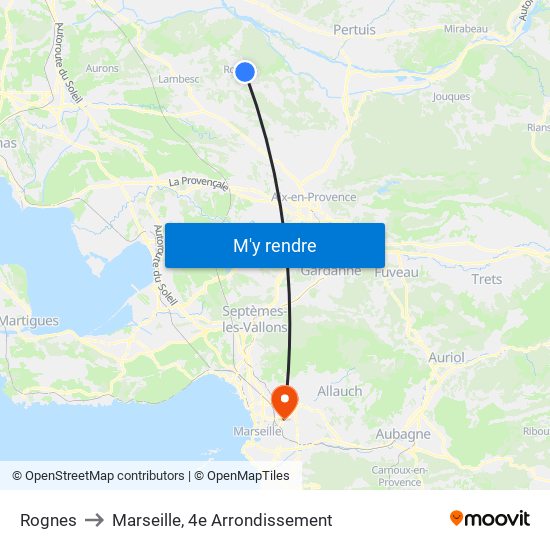 Rognes to Marseille, 4e Arrondissement map
