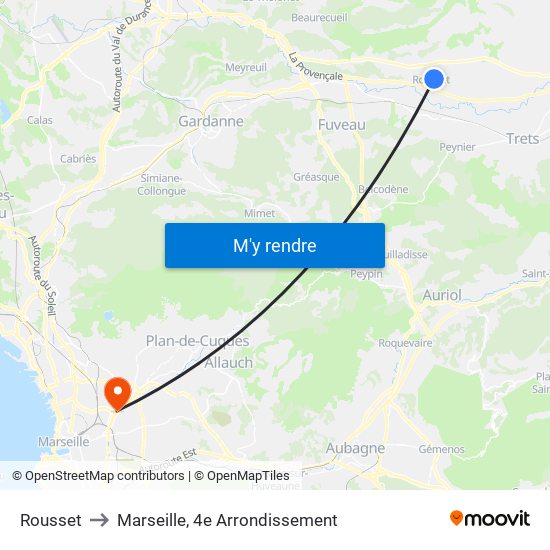 Rousset to Marseille, 4e Arrondissement map