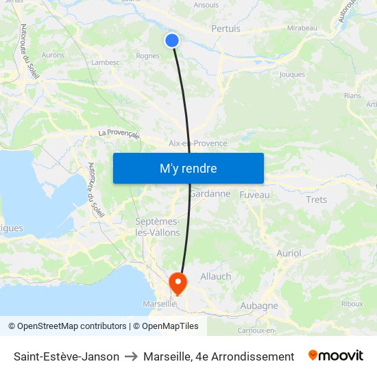 Saint-Estève-Janson to Marseille, 4e Arrondissement map