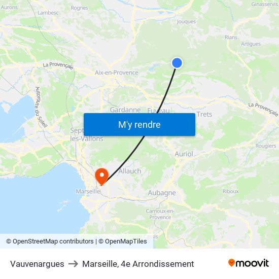 Vauvenargues to Marseille, 4e Arrondissement map