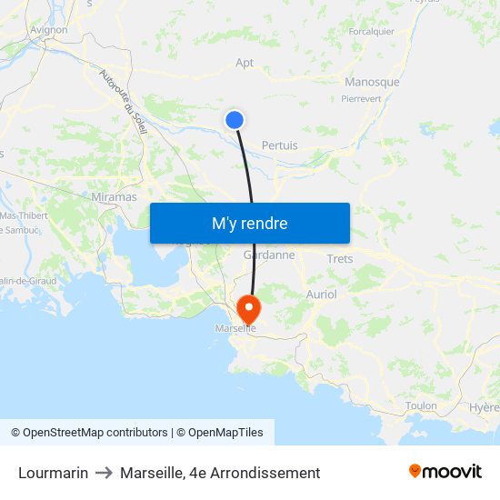Lourmarin to Marseille, 4e Arrondissement map