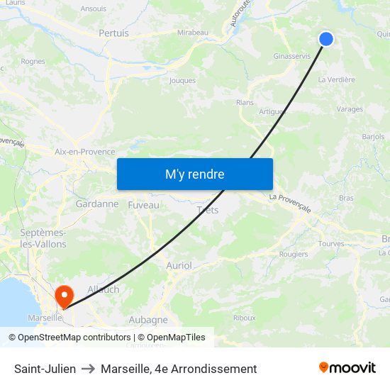 Saint-Julien to Marseille, 4e Arrondissement map