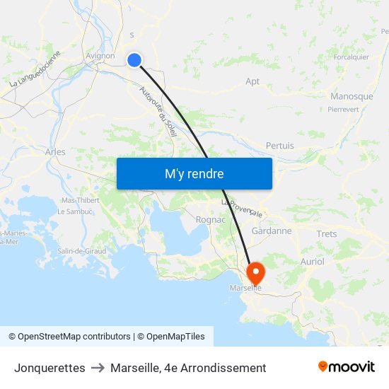Jonquerettes to Marseille, 4e Arrondissement map