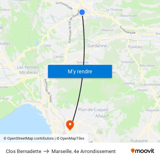 Clos Bernadette to Marseille, 4e Arrondissement map