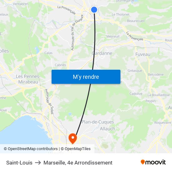 Saint-Louis to Marseille, 4e Arrondissement map