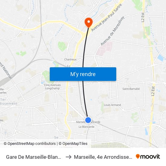 Gare De Marseille-Blancarde to Marseille, 4e Arrondissement map