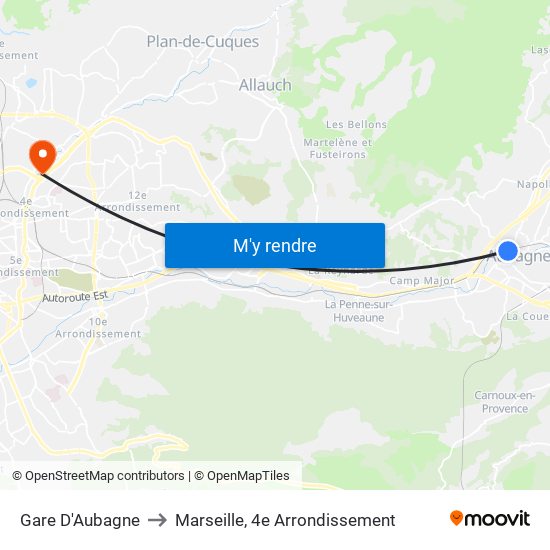 Gare D'Aubagne to Marseille, 4e Arrondissement map