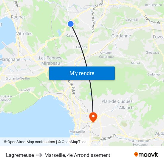 Lagremeuse to Marseille, 4e Arrondissement map