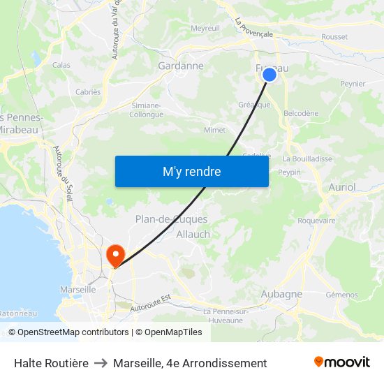 Halte Routière to Marseille, 4e Arrondissement map