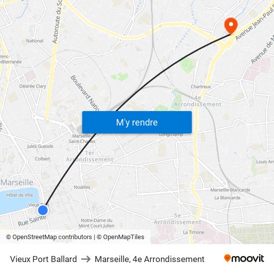 Vieux Port Ballard to Marseille, 4e Arrondissement map