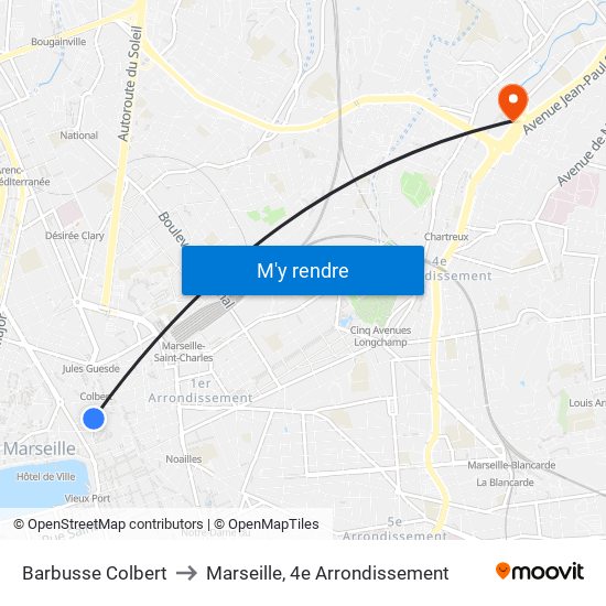 Barbusse Colbert to Marseille, 4e Arrondissement map