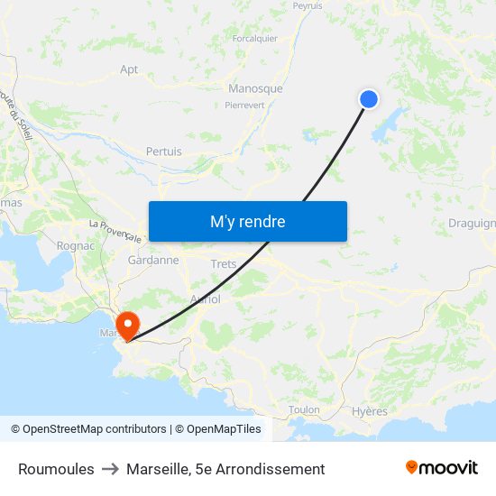 Roumoules to Marseille, 5e Arrondissement map