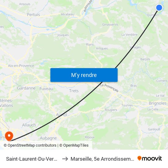 Saint-Laurent-Du-Verdon to Marseille, 5e Arrondissement map