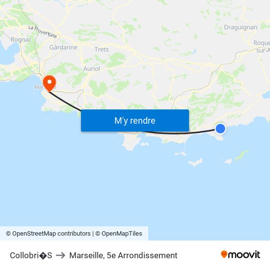 Collobri�S to Marseille, 5e Arrondissement map