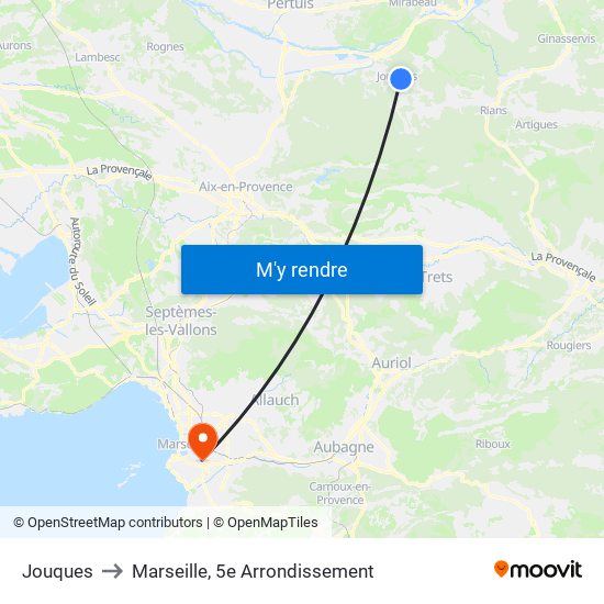 Jouques to Marseille, 5e Arrondissement map
