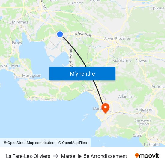 La Fare-Les-Oliviers to Marseille, 5e Arrondissement map