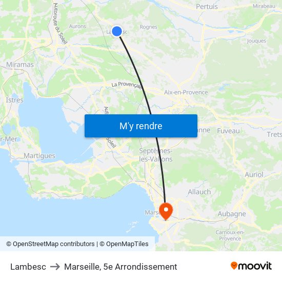 Lambesc to Marseille, 5e Arrondissement map