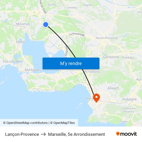Lançon-Provence to Marseille, 5e Arrondissement map