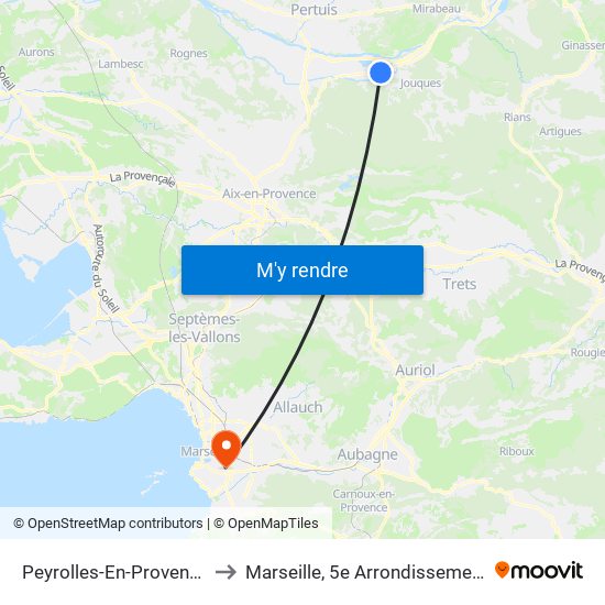 Peyrolles-En-Provence to Marseille, 5e Arrondissement map
