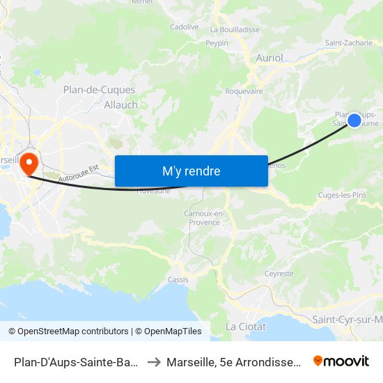 Plan-D'Aups-Sainte-Baume to Marseille, 5e Arrondissement map