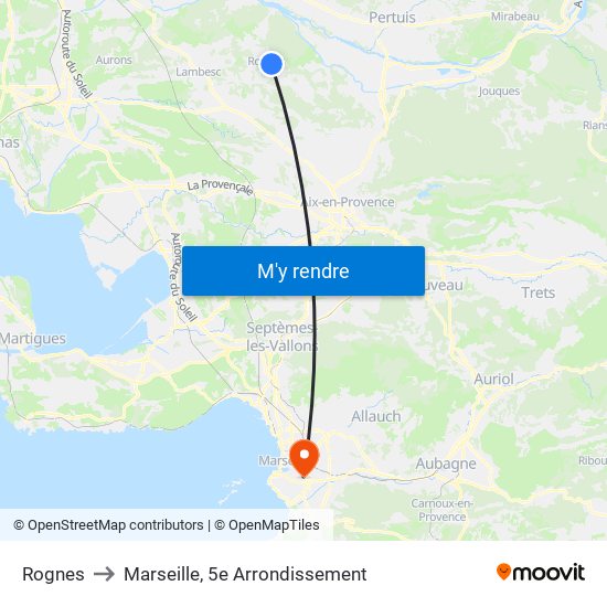 Rognes to Marseille, 5e Arrondissement map