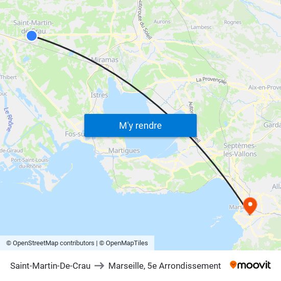 Saint-Martin-De-Crau to Marseille, 5e Arrondissement map