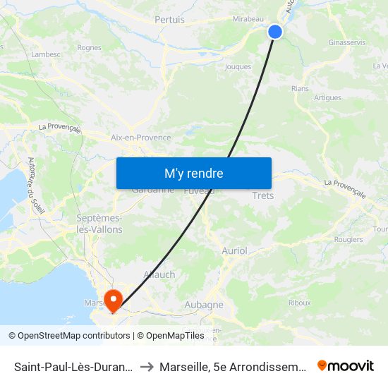 Saint-Paul-Lès-Durance to Marseille, 5e Arrondissement map