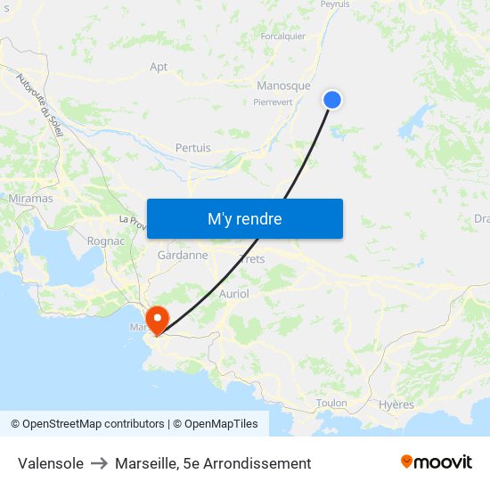 Valensole to Marseille, 5e Arrondissement map