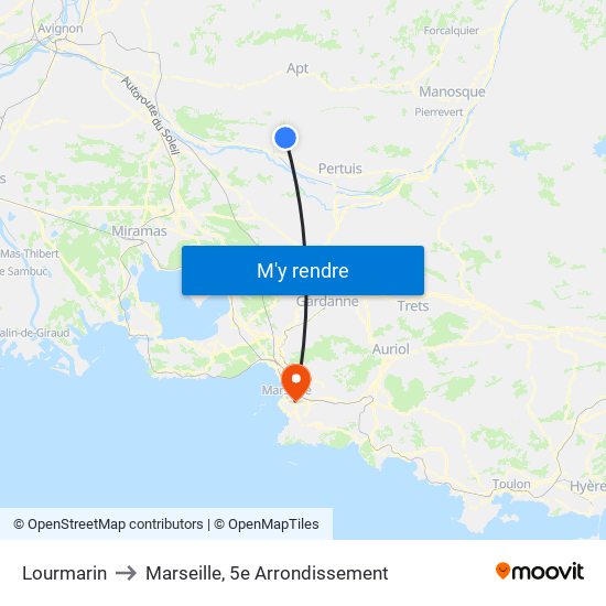Lourmarin to Marseille, 5e Arrondissement map