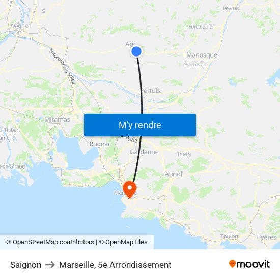 Saignon to Marseille, 5e Arrondissement map