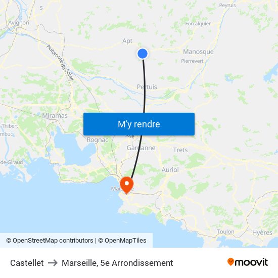 Castellet to Marseille, 5e Arrondissement map