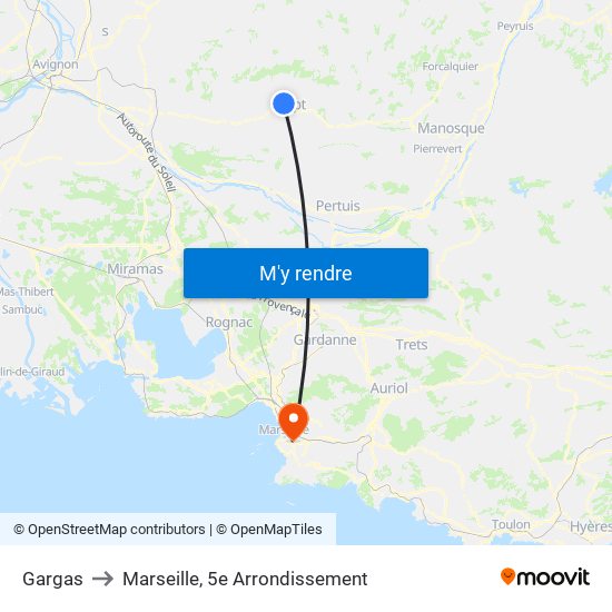 Gargas to Marseille, 5e Arrondissement map