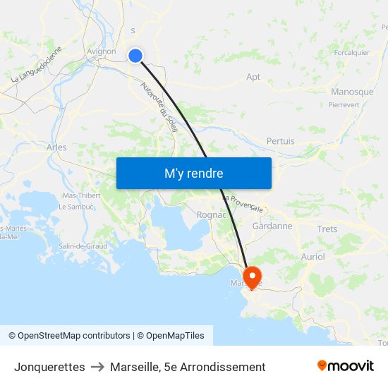 Jonquerettes to Marseille, 5e Arrondissement map