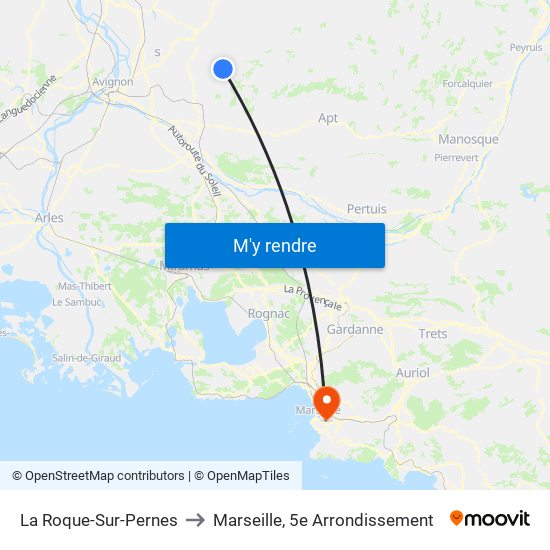 La Roque-Sur-Pernes to Marseille, 5e Arrondissement map