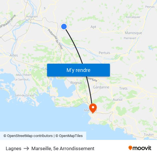 Lagnes to Marseille, 5e Arrondissement map