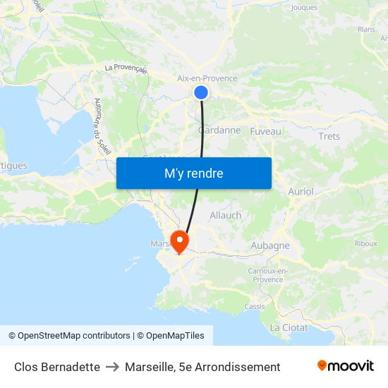 Clos Bernadette to Marseille, 5e Arrondissement map