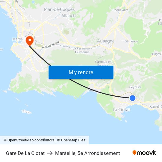 Gare De La Ciotat to Marseille, 5e Arrondissement map