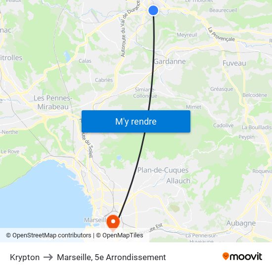 Krypton to Marseille, 5e Arrondissement map