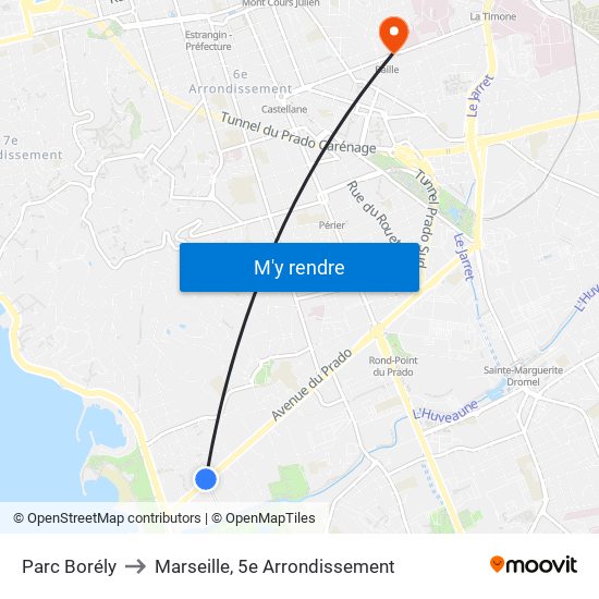 Parc Borély to Marseille, 5e Arrondissement map