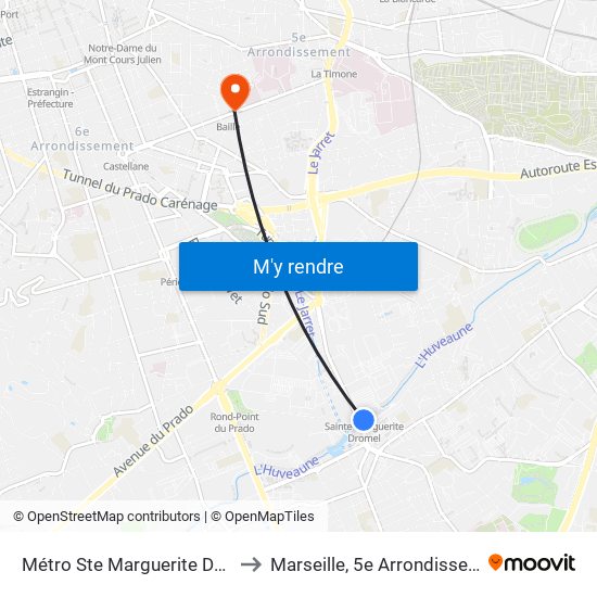 Métro Ste Marguerite Dromel to Marseille, 5e Arrondissement map