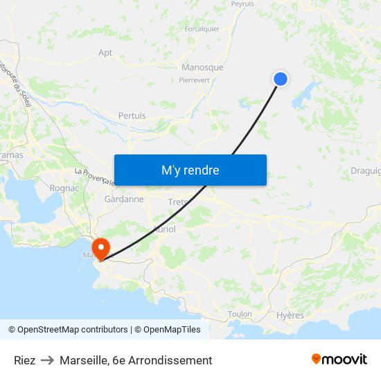 Riez to Marseille, 6e Arrondissement map