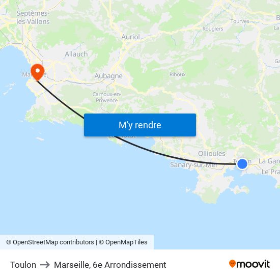 Toulon to Marseille, 6e Arrondissement map